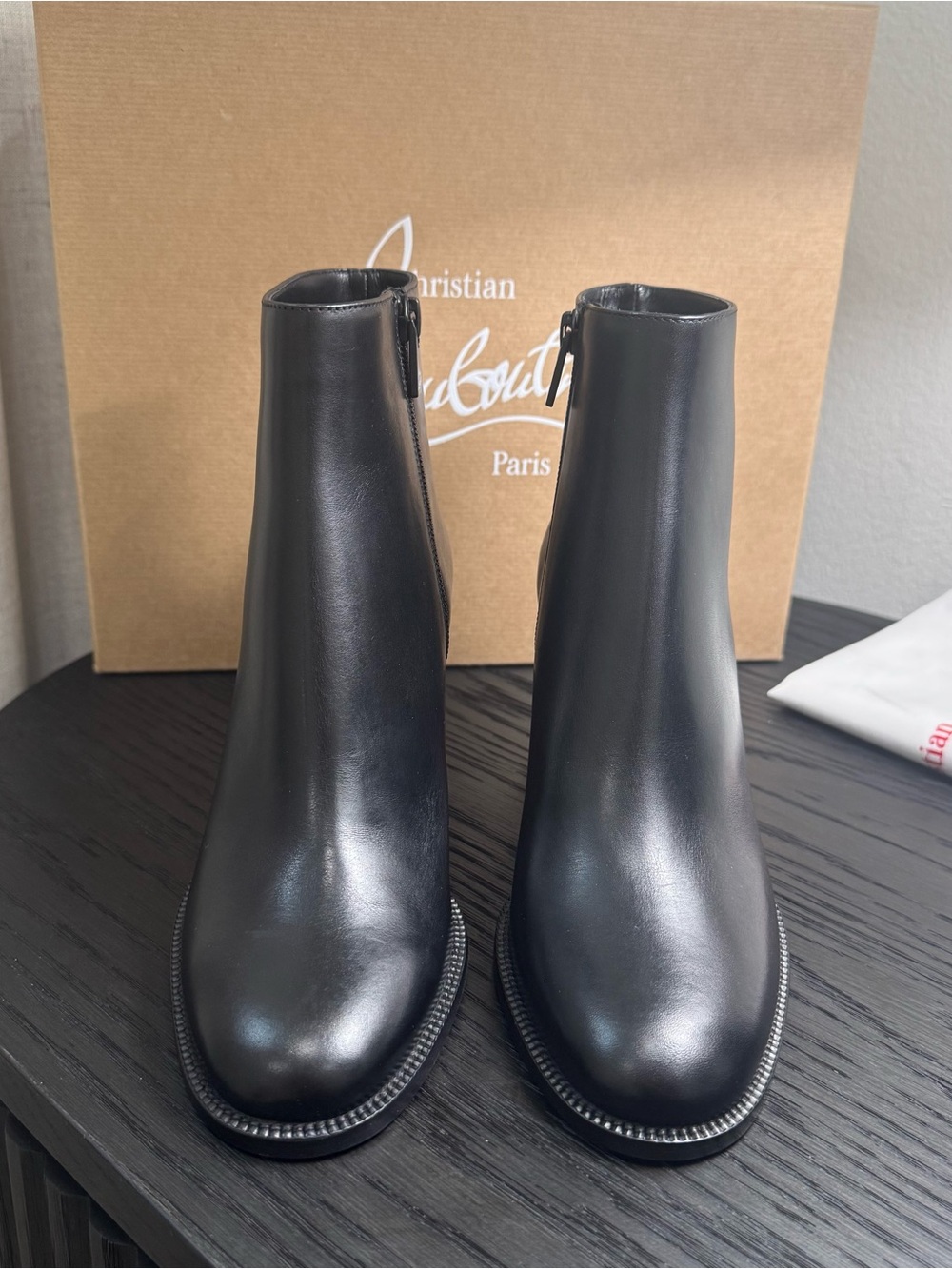 Christian Louboutin Adoxa 70 Leather Booties Black 37 - Picture 2 of 10
